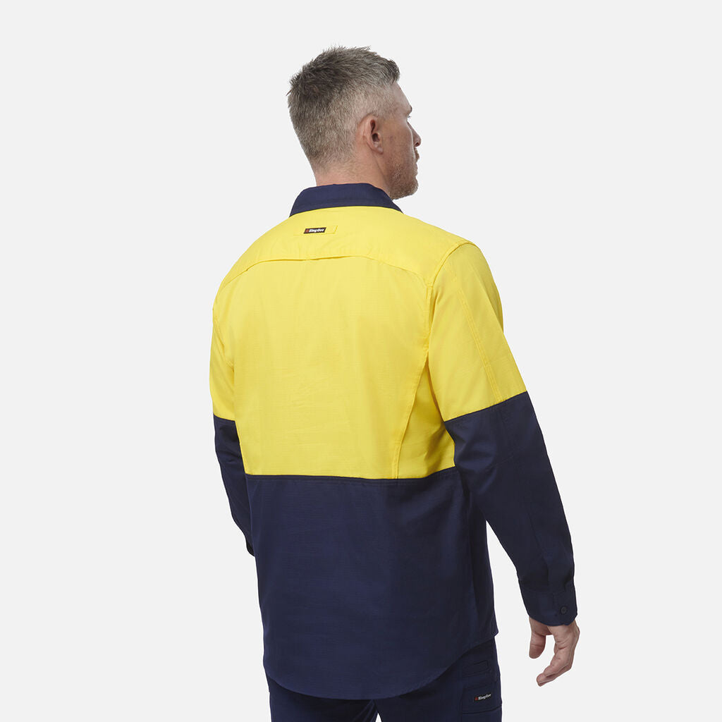 King Gee Workcool 2 Hi-Vis Two Tone Closed Front Long Sleeve Shirt (K54876)