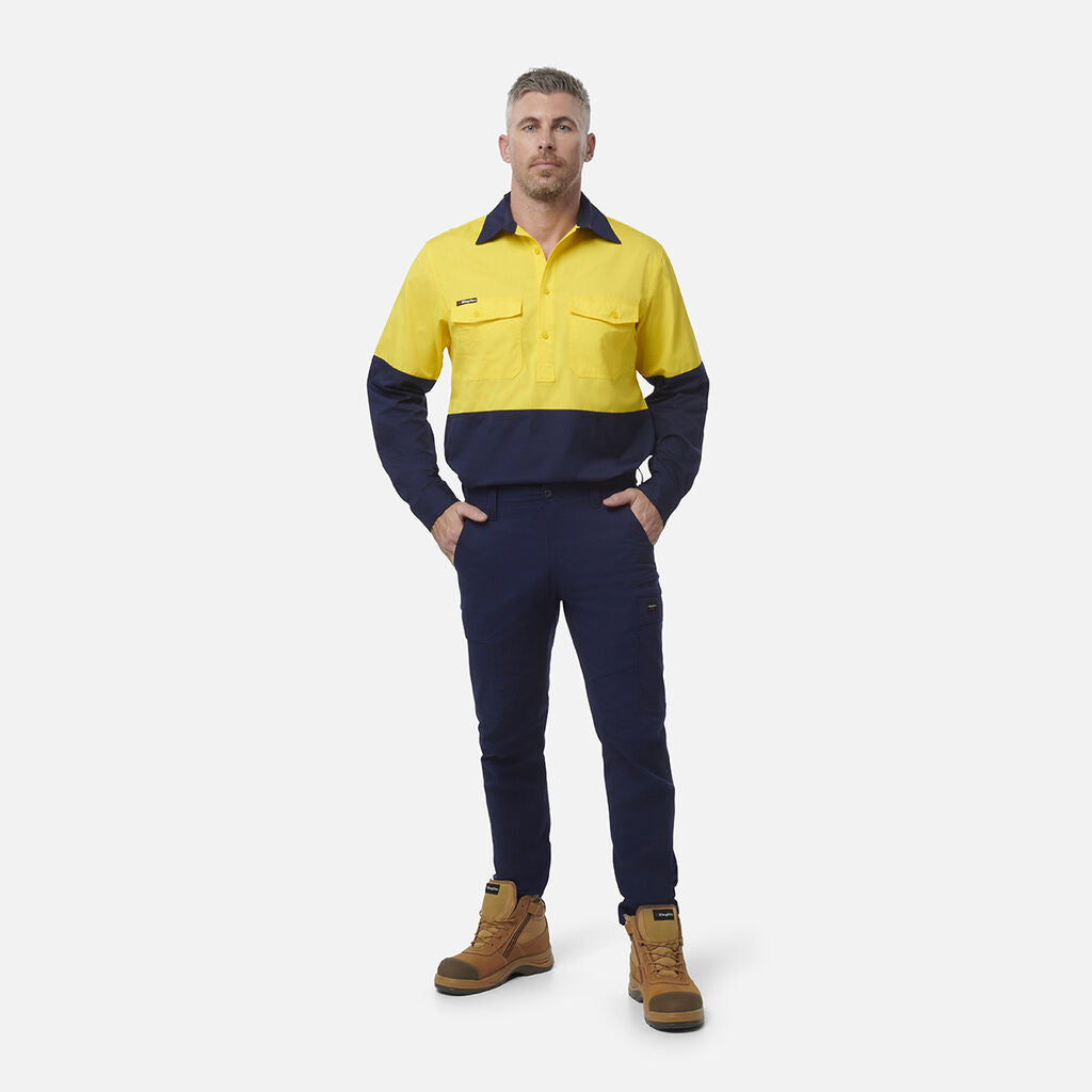 King Gee Workcool 2 Hi-Vis Two Tone Closed Front Long Sleeve Shirt (K54876)