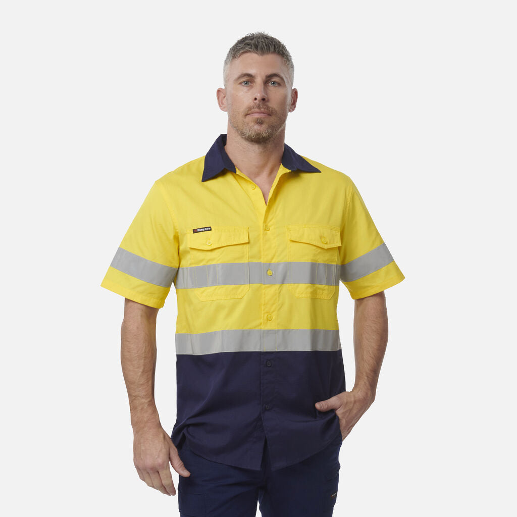 King Gee Workcool 2 Hi-Vis Reflective Short Sleeve Work Shirt (K54885)