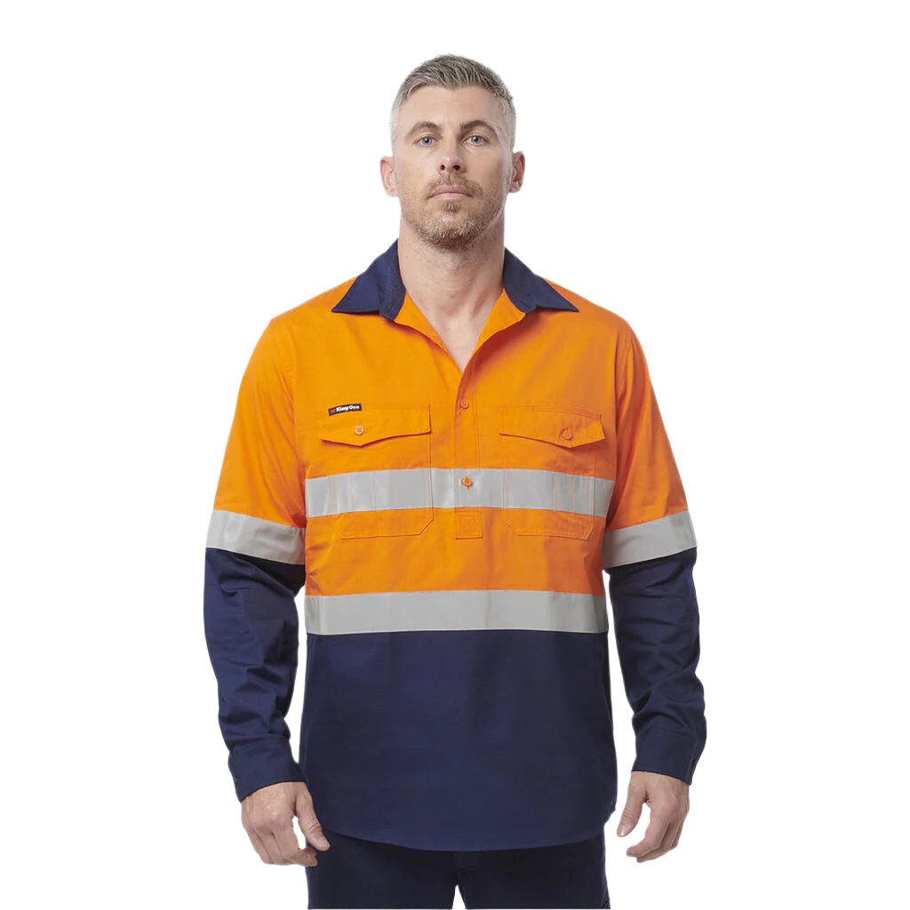 King Gee Workcool 2 Hi-Vis Reflective Closed Front Work Shirt (K54886)