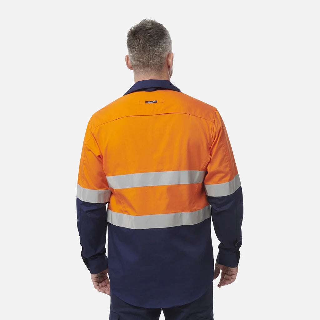 King Gee Workcool 2 Hi-Vis Reflective Closed Front Work Shirt (K54886)