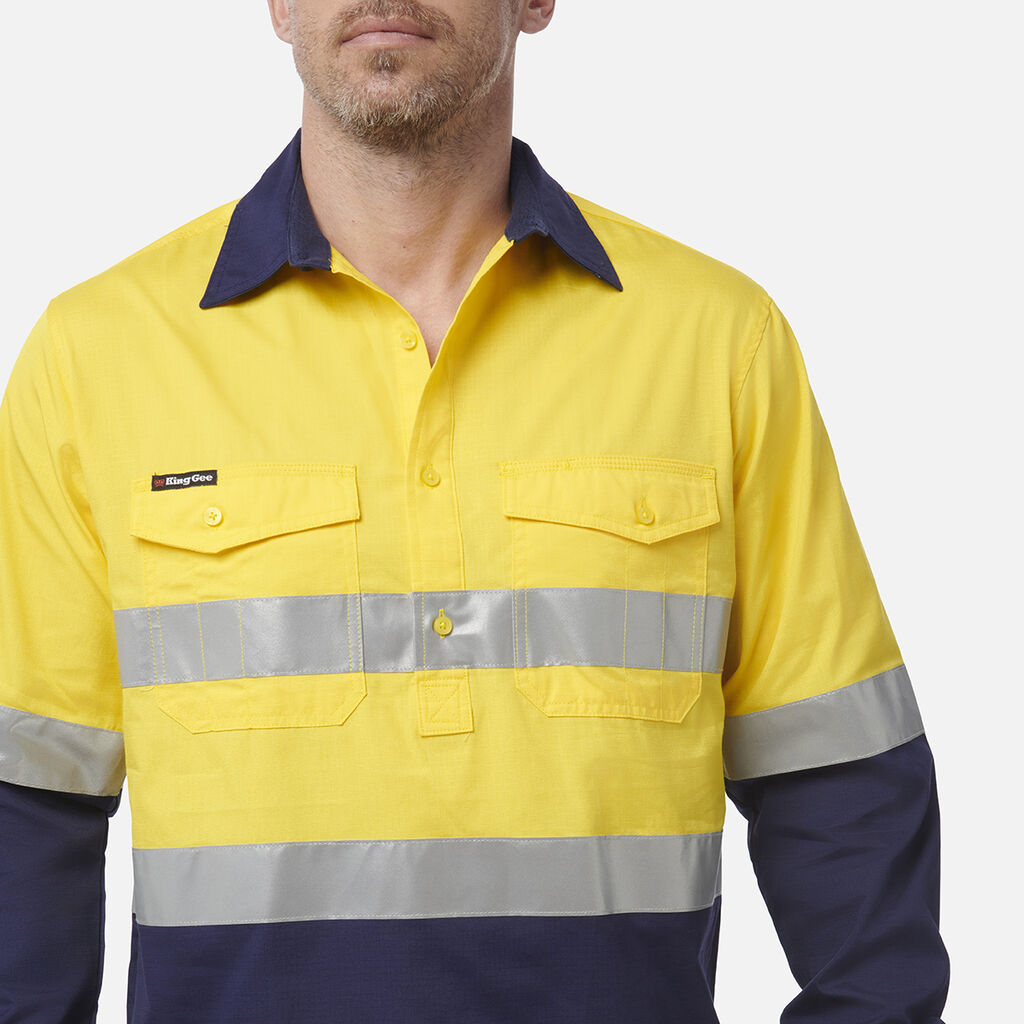 King Gee Workcool 2 Hi-Vis Reflective Closed Front Work Shirt (K54886)