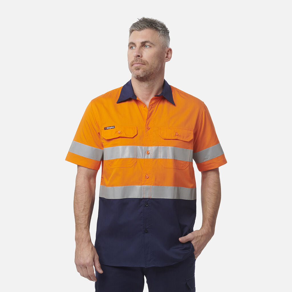 King Gee Workcool Vented Spliced Shirt Taped Short Sleeve (K54911)