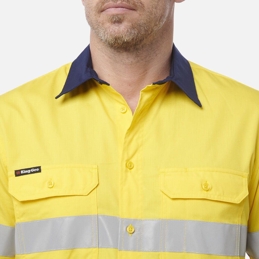 King Gee Workcool Vented Spliced Shirt Taped Short Sleeve (K54911)