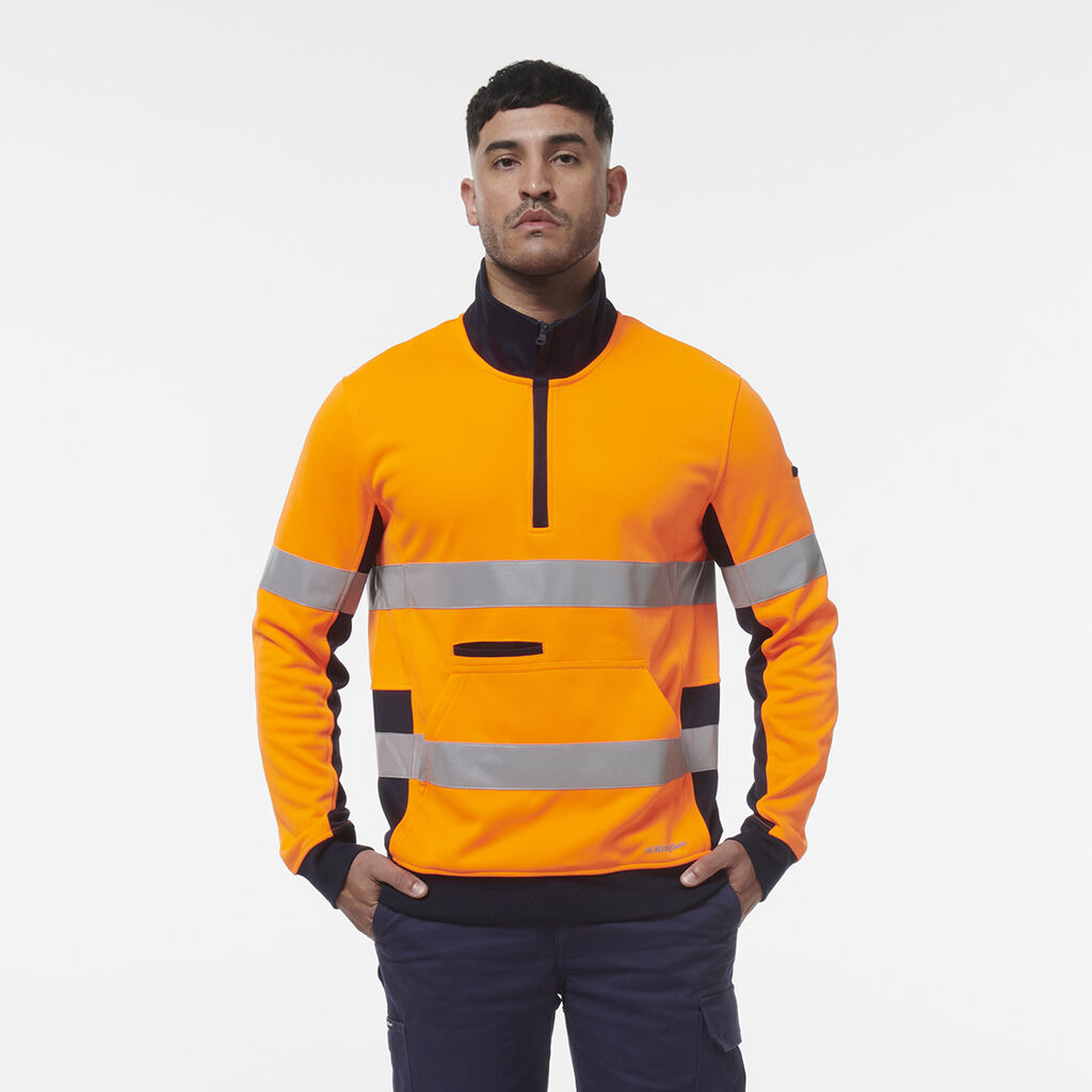 King Gee Hi Vis Reflective Spliced 1/4 Zip Fleece (K55040)