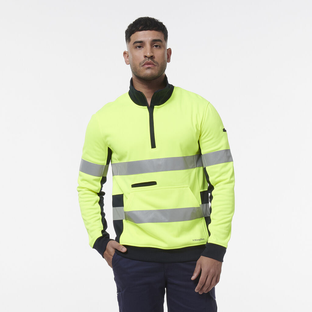 King Gee Hi Vis Reflective Spliced 1/4 Zip Fleece (K55040)