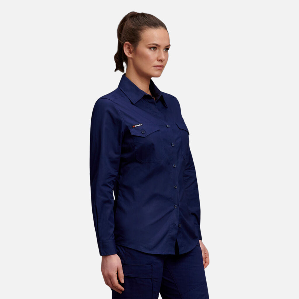 King Gee Women's Workcool 2 Long Sleeve Ripstop Work Shirt (K69880)