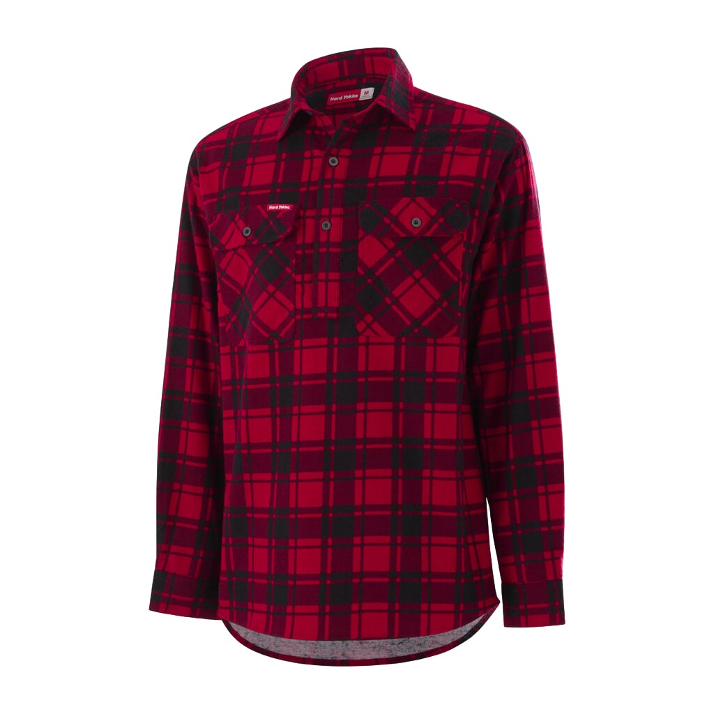 Hard Yakka Core Long Sleeve Closed Front Check Flannel Shirt (Y04006)