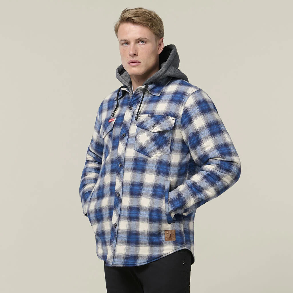 Hard Yakka Quilted Flannel Hooded Shacket (Y06690)