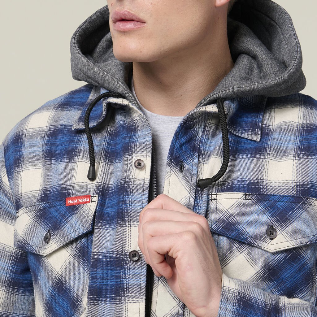 Hard Yakka Quilted Flannel Hooded Shacket (Y06690)