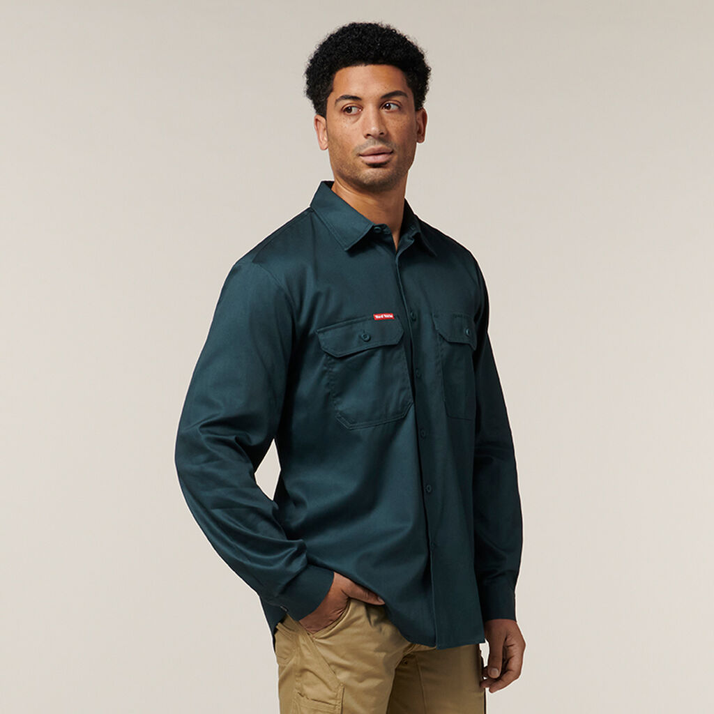 Hard Yakka Long Sleeve Open Front Cotton Drill Work Shirt (Y07500)