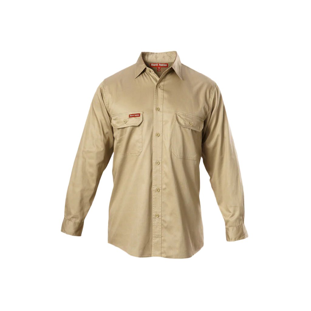 Hard Yakka Long Sleeve Open Front Cotton Drill Work Shirt (Y07500)