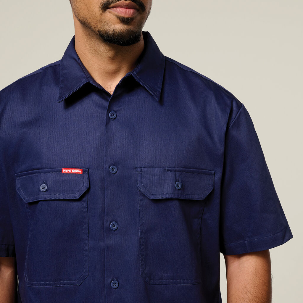 Hard Yakka Short Sleeve Open Front Cotton Drill Work Shirt (Y07510)