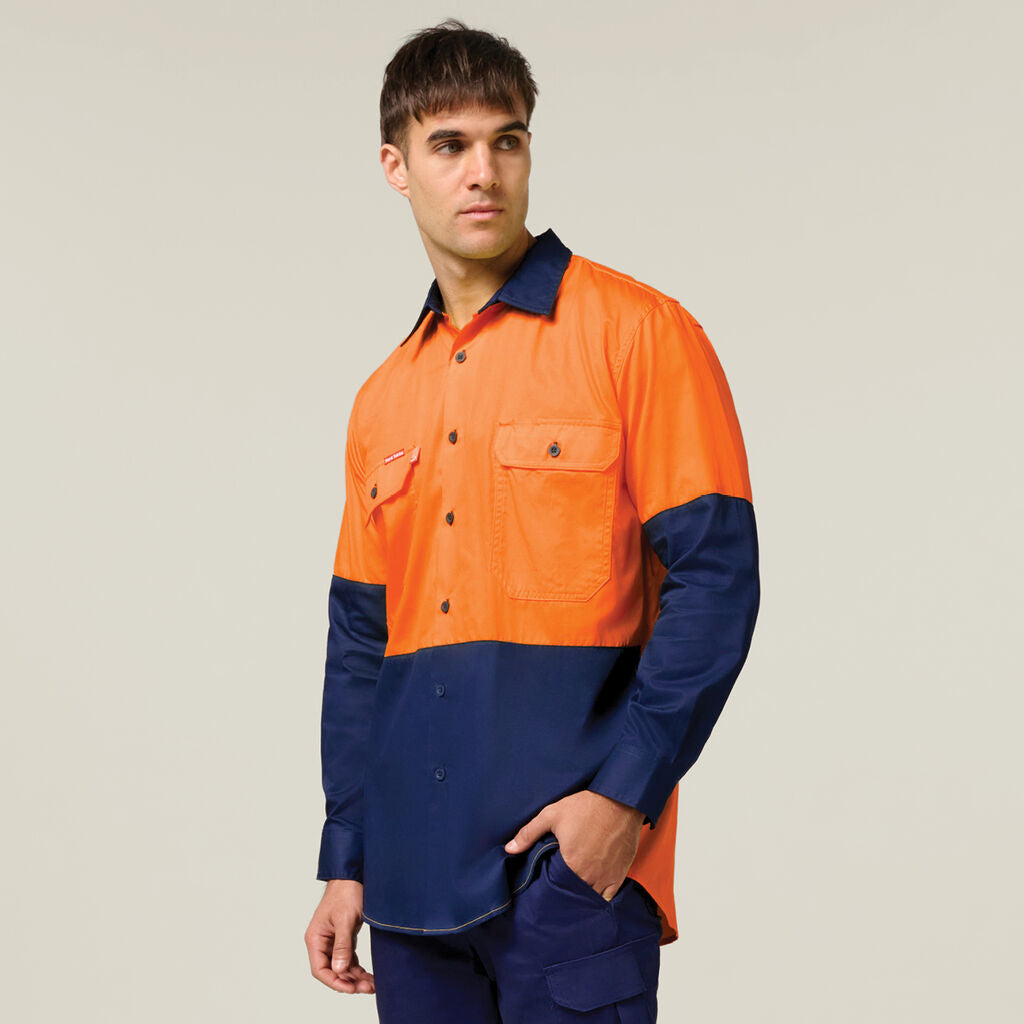 Hard Yakka Core Hi-Vis 2 Tone Vented Long Sleeve Shirt (Y07558)