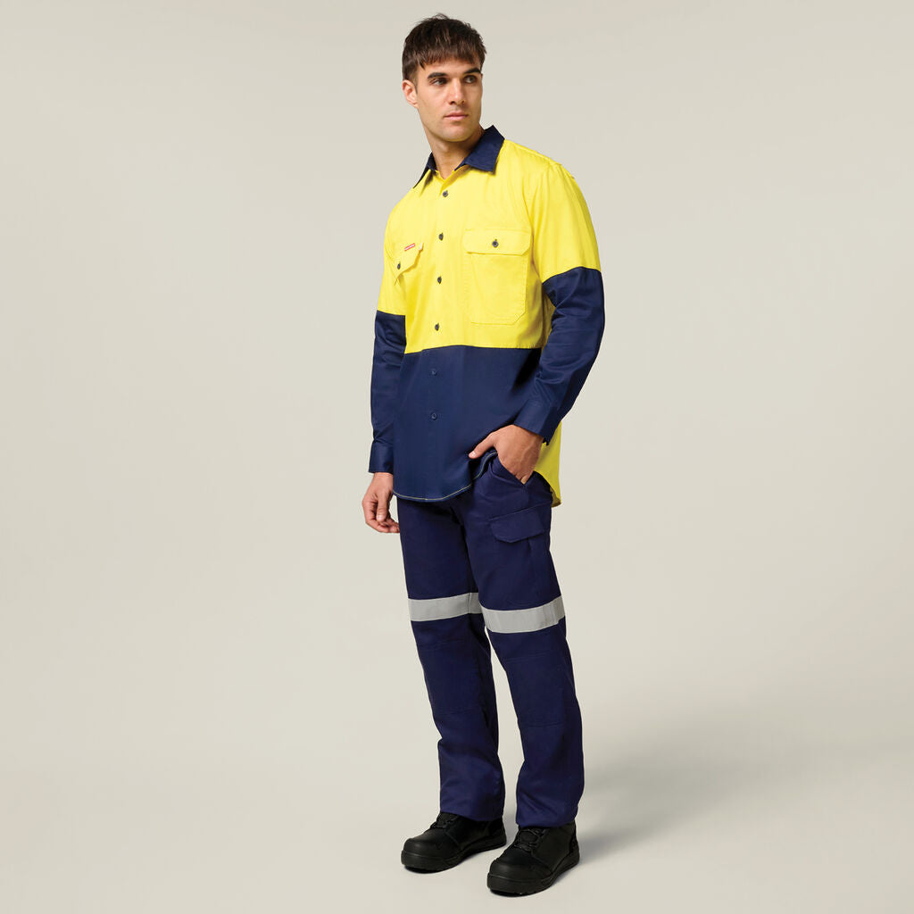 Hard Yakka Core Hi-Vis 2 Tone Vented Long Sleeve Shirt (Y07558)