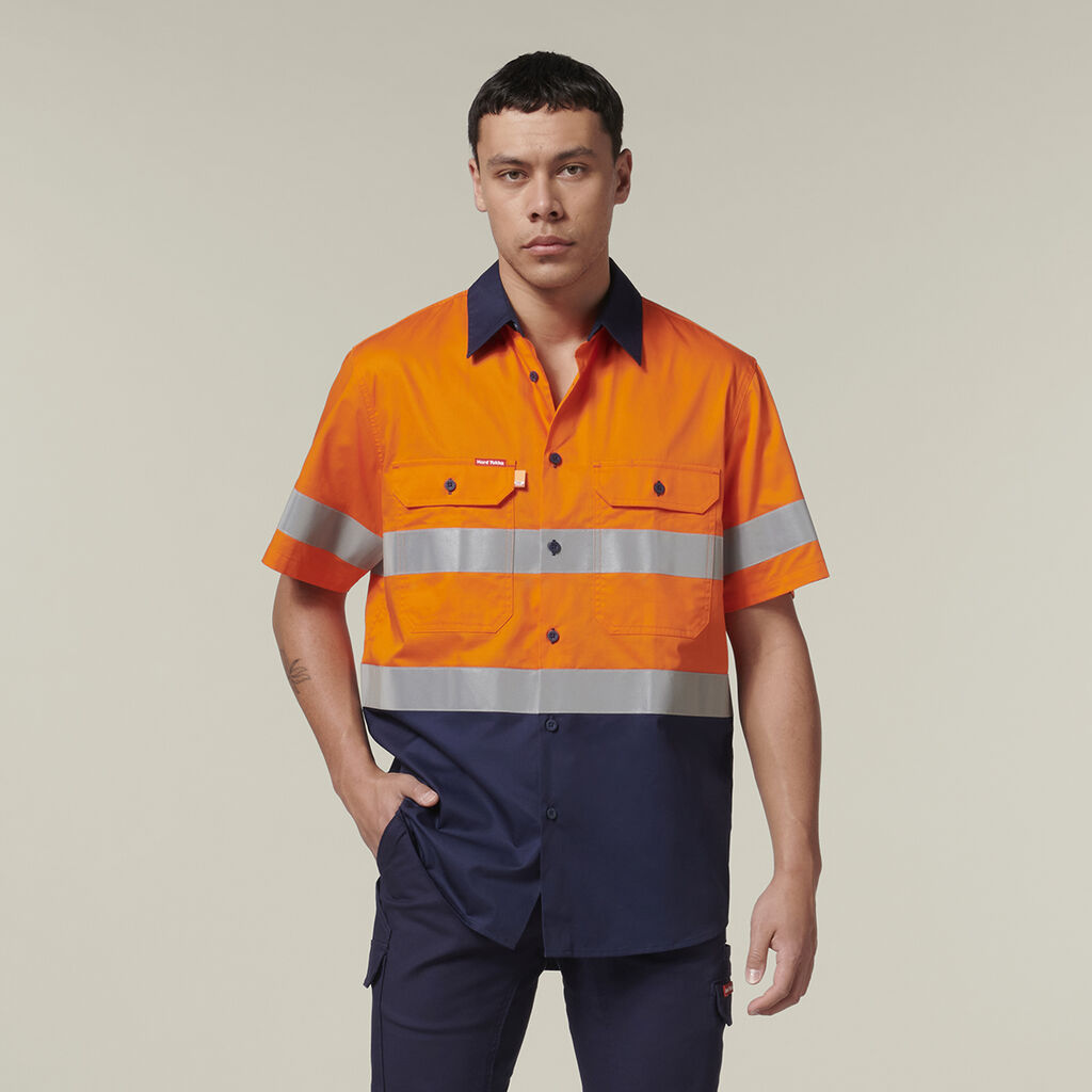 Hard Yakka Short Sleeve Hi Vis 2 Tone Taped Vented Shirt (Y07754)