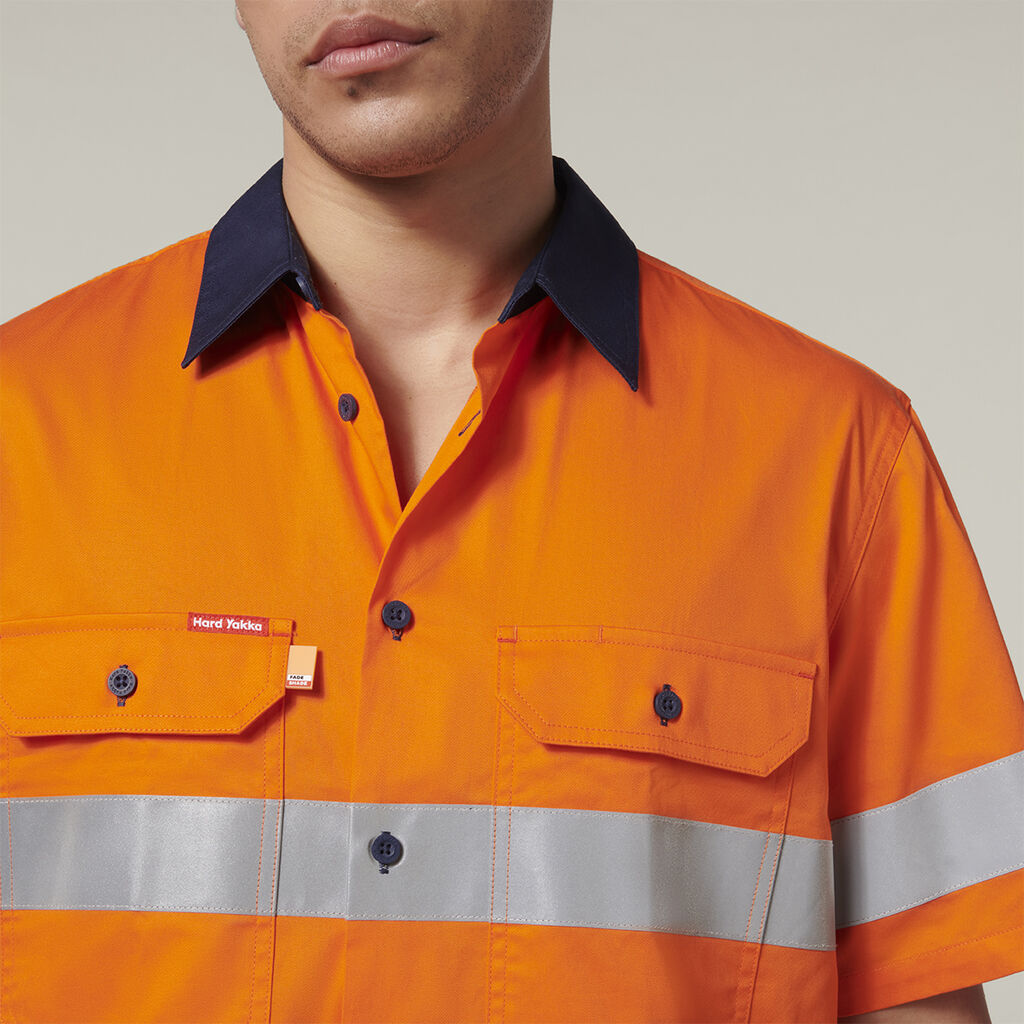 Hard Yakka Short Sleeve Hi Vis 2 Tone Taped Vented Shirt (Y07754)