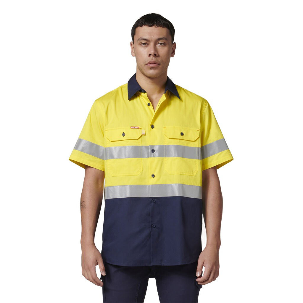 Hard Yakka Short Sleeve Hi Vis 2 Tone Taped Vented Shirt (Y07754)