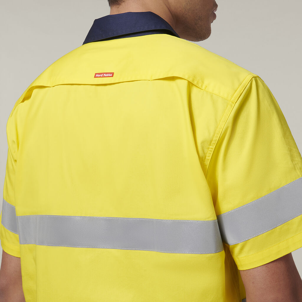 Hard Yakka Short Sleeve Hi Vis 2 Tone Taped Vented Shirt (Y07754)