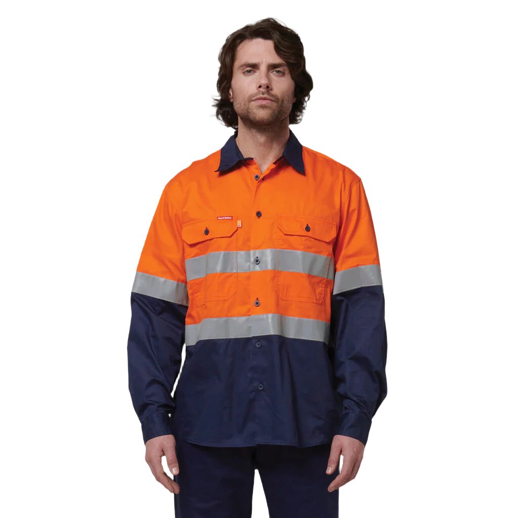 Hard Yakka Core Hi-Vis Long Sleeve 2 Tone Taped Vented Cotton Shirt (Y07940)