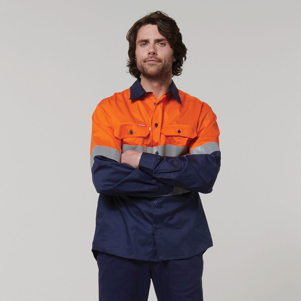 Hard Yakka Core Hi-Vis Long Sleeve 2 Tone Taped Vented Cotton Shirt (Y07940)