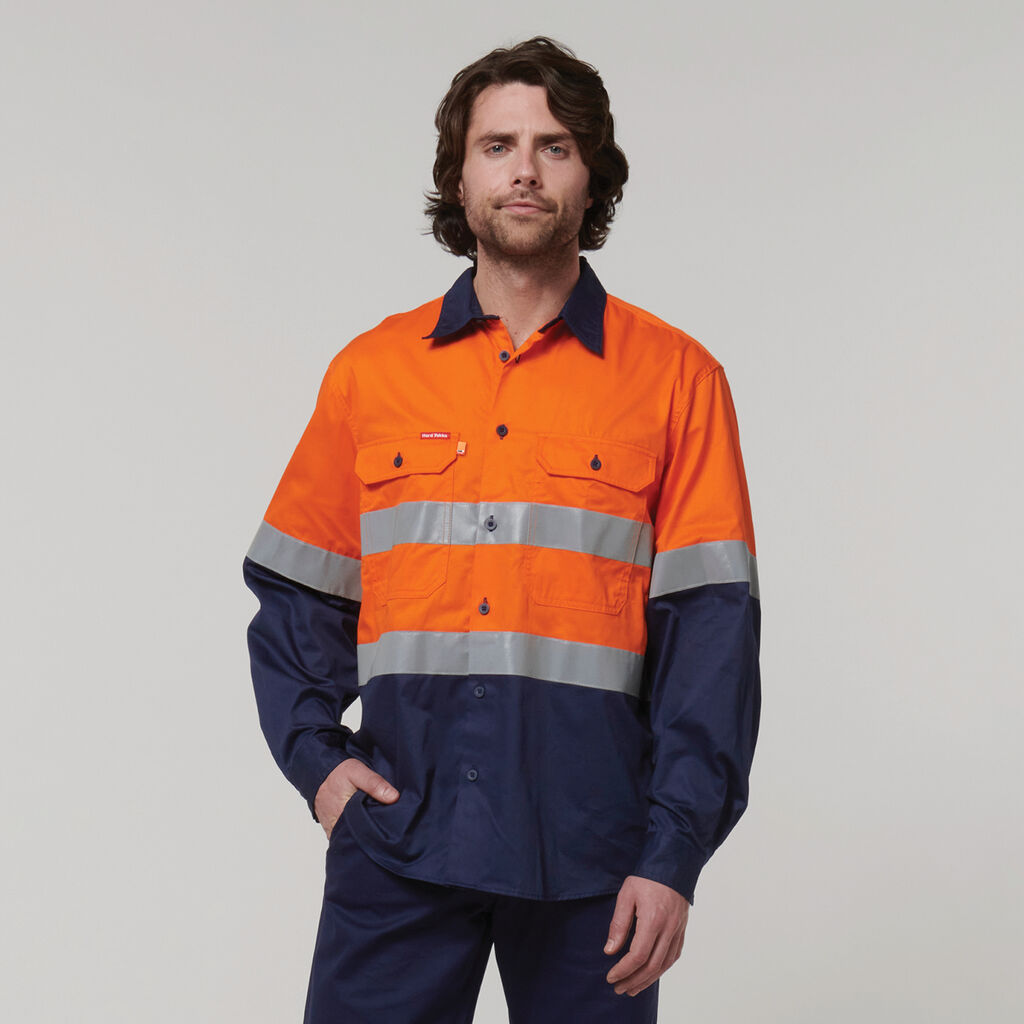 Hard Yakka Core Hi-Vis Long Sleeve 2 Tone Taped Vented Cotton Shirt (Y07940)