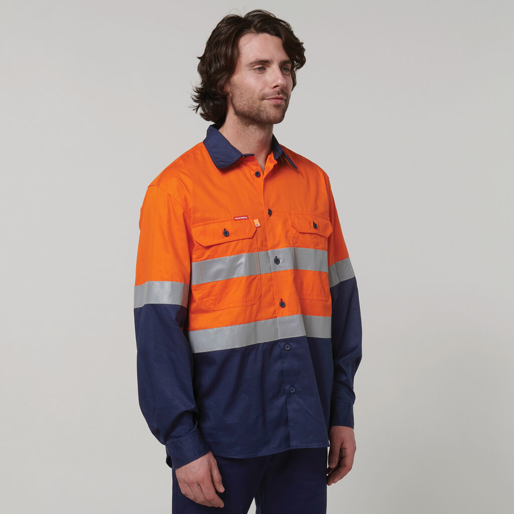 Hard Yakka Core Hi-Vis Long Sleeve 2 Tone Taped Vented Cotton Shirt (Y07940)