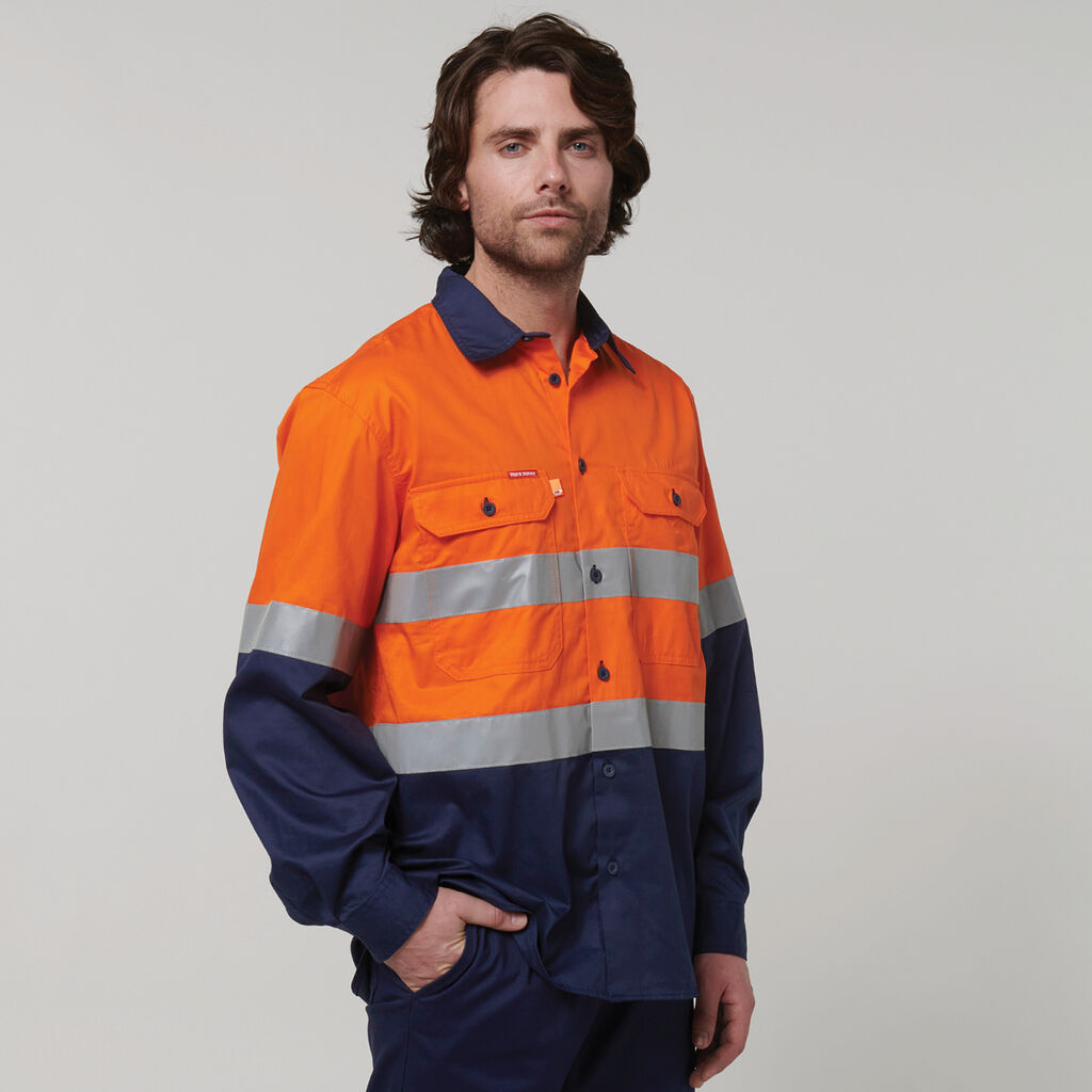 Hard Yakka Core Hi-Vis Long Sleeve 2 Tone Taped Vented Cotton Shirt (Y07940)