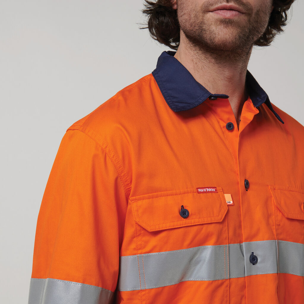 Hard Yakka Core Hi-Vis Long Sleeve 2 Tone Taped Vented Cotton Shirt (Y07940)