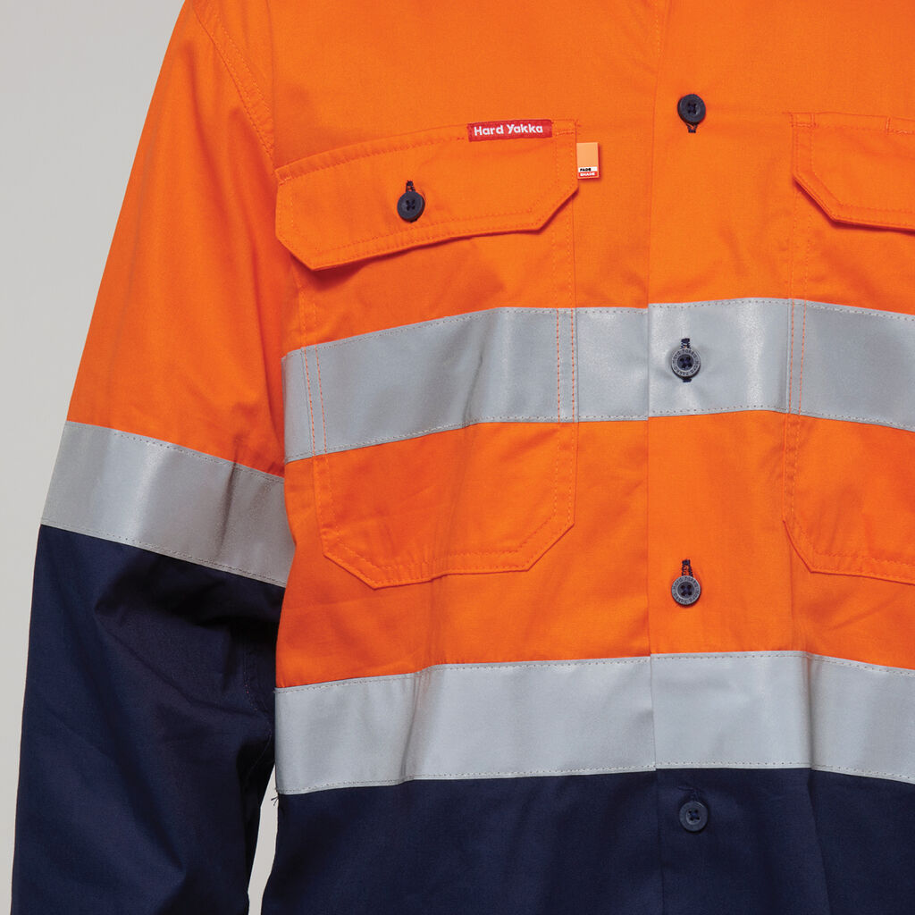 Hard Yakka Core Hi-Vis Long Sleeve 2 Tone Taped Vented Cotton Shirt (Y07940)