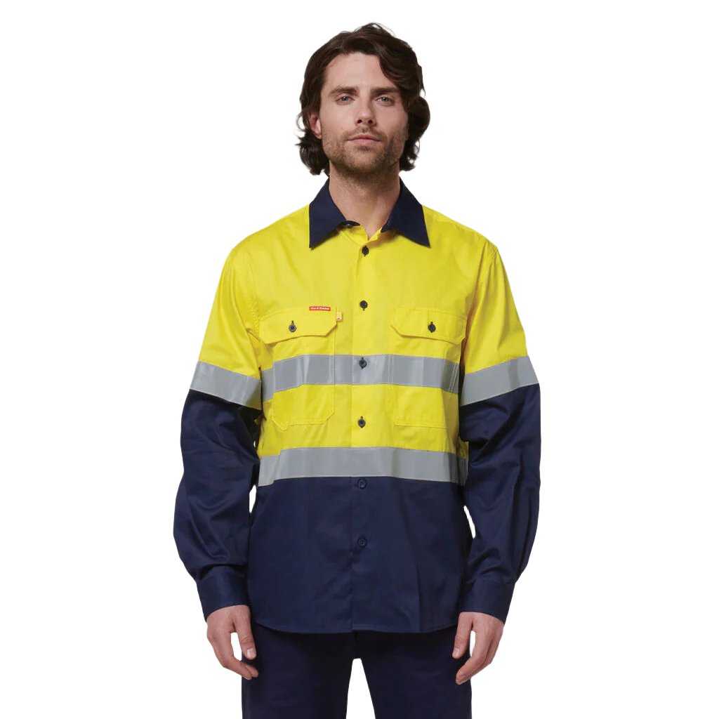 Hard Yakka Core Hi-Vis Long Sleeve 2 Tone Taped Vented Cotton Shirt (Y07940)