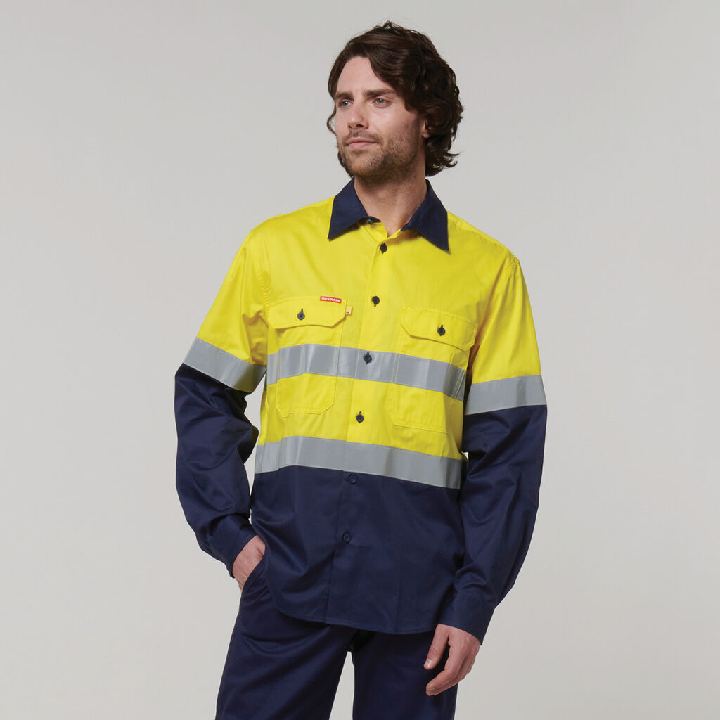 Hard Yakka Core Hi-Vis Long Sleeve 2 Tone Taped Vented Cotton Shirt (Y07940)