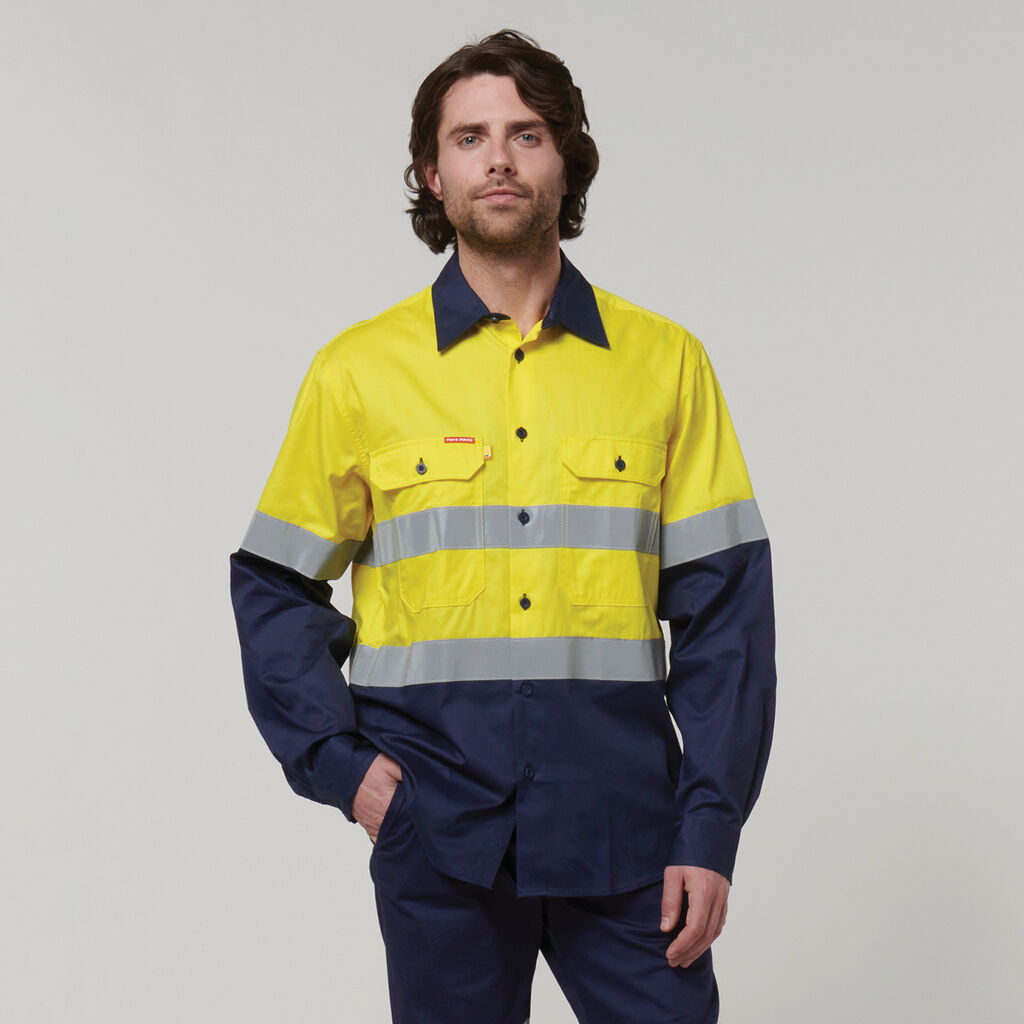 Hard Yakka Core Hi-Vis Long Sleeve 2 Tone Taped Vented Cotton Shirt (Y07940)