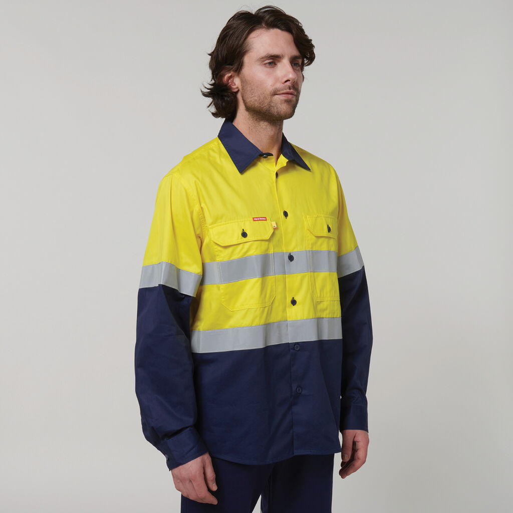 Hard Yakka Core Hi-Vis Long Sleeve 2 Tone Taped Vented Cotton Shirt (Y07940)