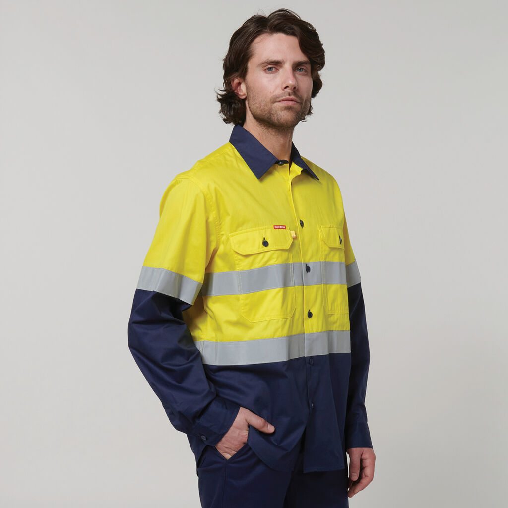 Hard Yakka Core Hi-Vis Long Sleeve 2 Tone Taped Vented Cotton Shirt (Y07940)