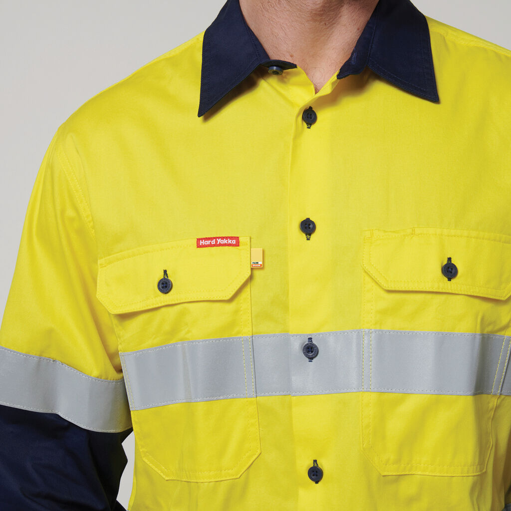 Hard Yakka Core Hi-Vis Long Sleeve 2 Tone Taped Vented Cotton Shirt (Y07940)