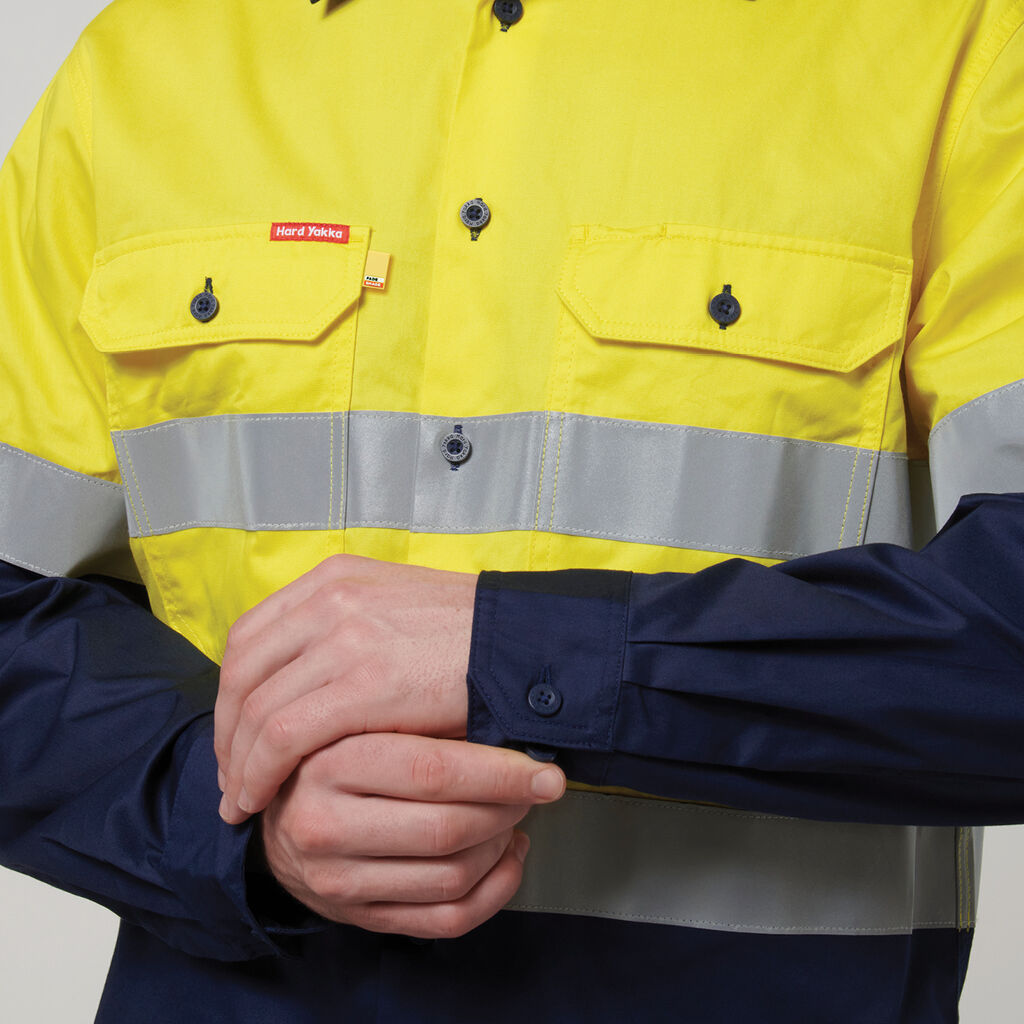 Hard Yakka Core Hi-Vis Long Sleeve 2 Tone Taped Vented Cotton Shirt (Y07940)