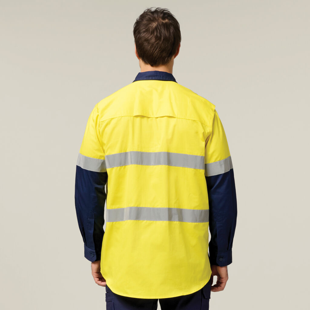 Hard Yakka Core Hi-vis 2 Tone Vented Taped Long Sleeve Cotton Shirt (Y07978)