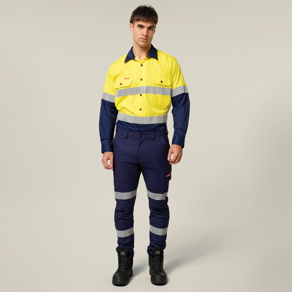 Hard Yakka Core Hi-vis 2 Tone Vented Taped Long Sleeve Cotton Shirt (Y07978)