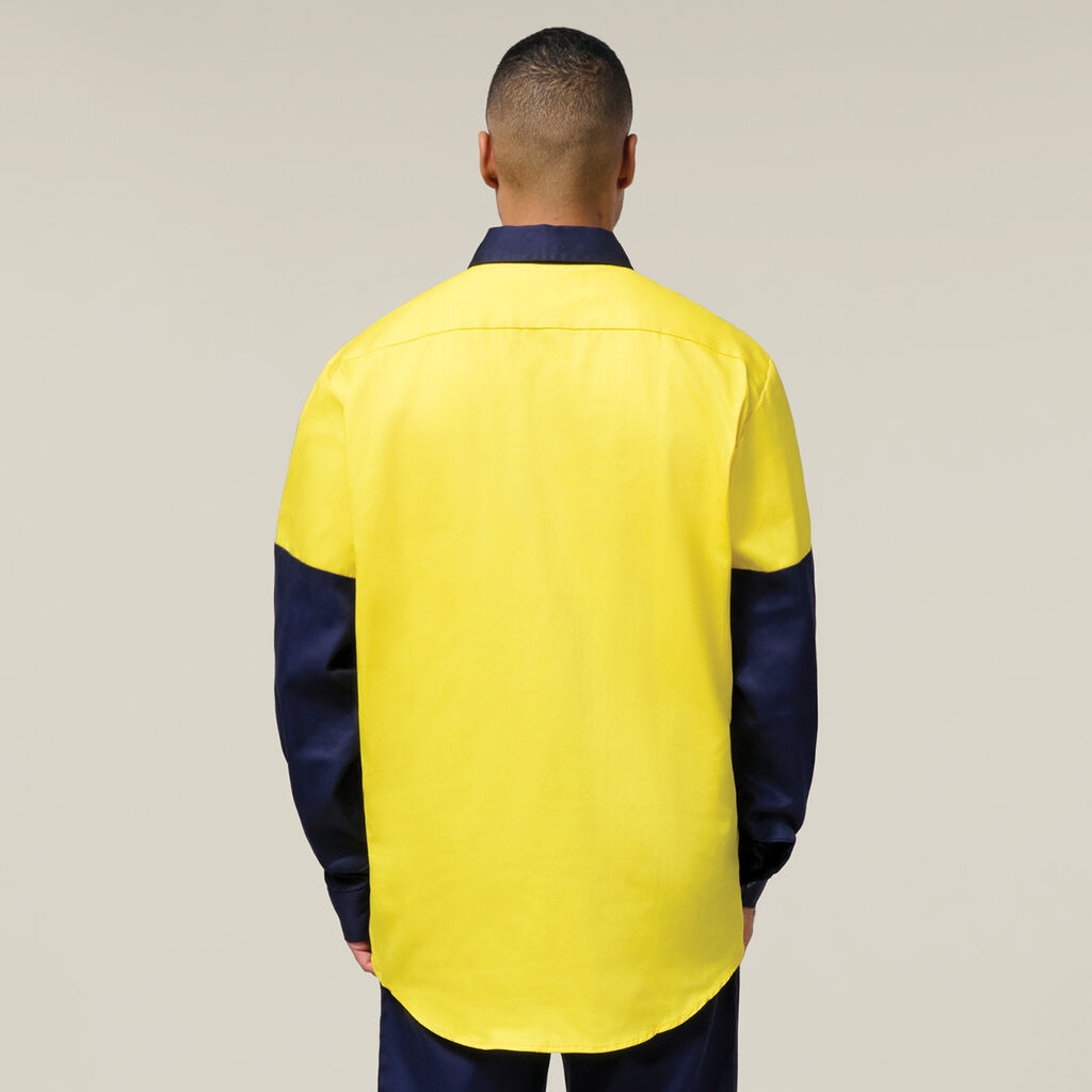 Hard Yakka Hi-vis 2 Tone Closed Front Long Sleeve Shirt With Gusset (Y07984)