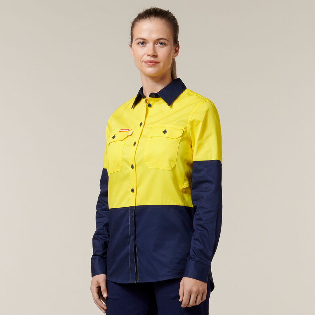 Hard Yakka Women's Core 2 Tone Hi-Vis Vented Long Sleeve Shirt (Y08225)