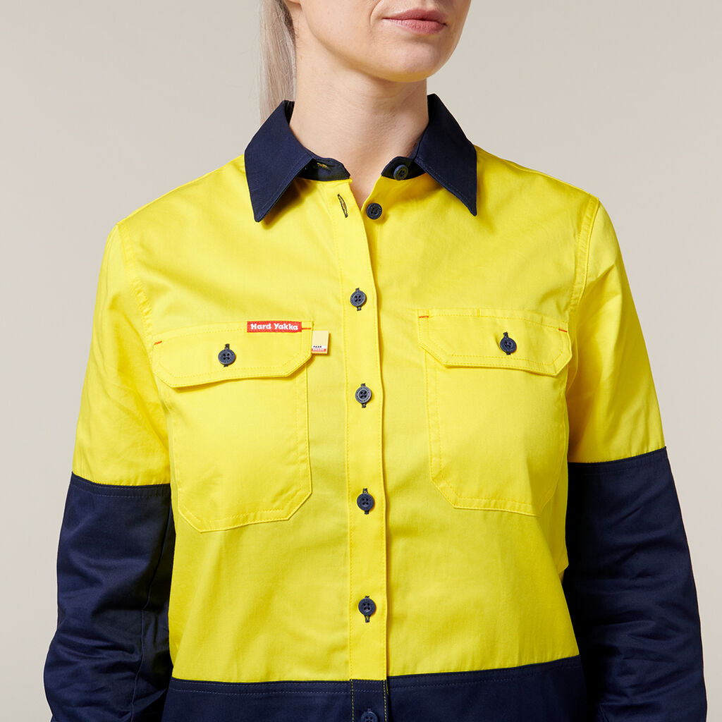 Hard Yakka Women's Core 2 Tone Hi-Vis Vented Long Sleeve Shirt (Y08225)