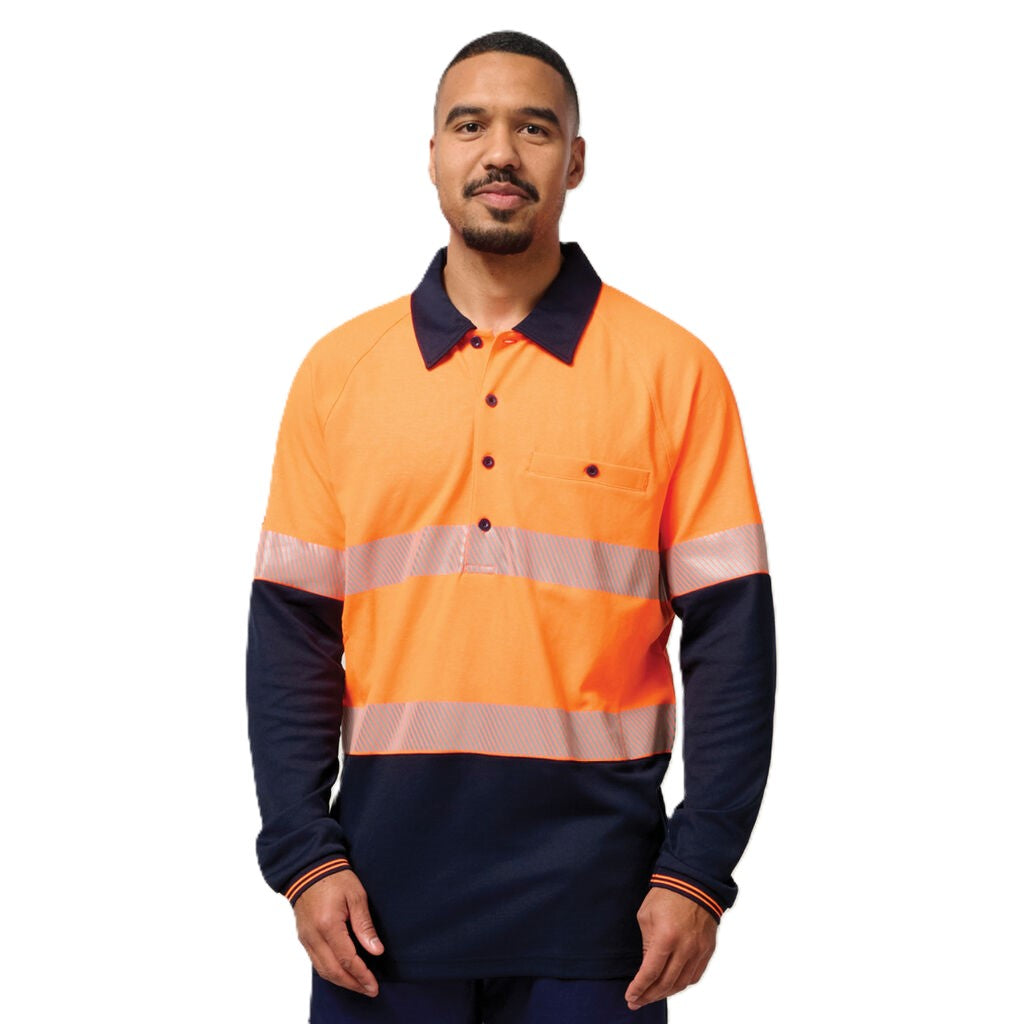 Hard Yakka Core Hi-Vis 2 Tone Taped Vented Long Sleeve Polo (Y11379)