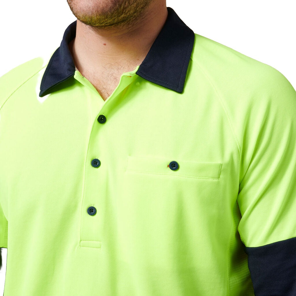 Hard Yakka Core Hi-vis 2 Tone Vented Long Sleeve Polo (Y11389)