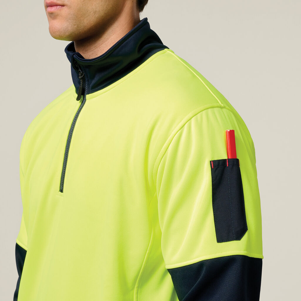 Hard Yakka Hi-Vis 2 Tone 1/4 Zip Brushed Fleece Jumper (Y19330)