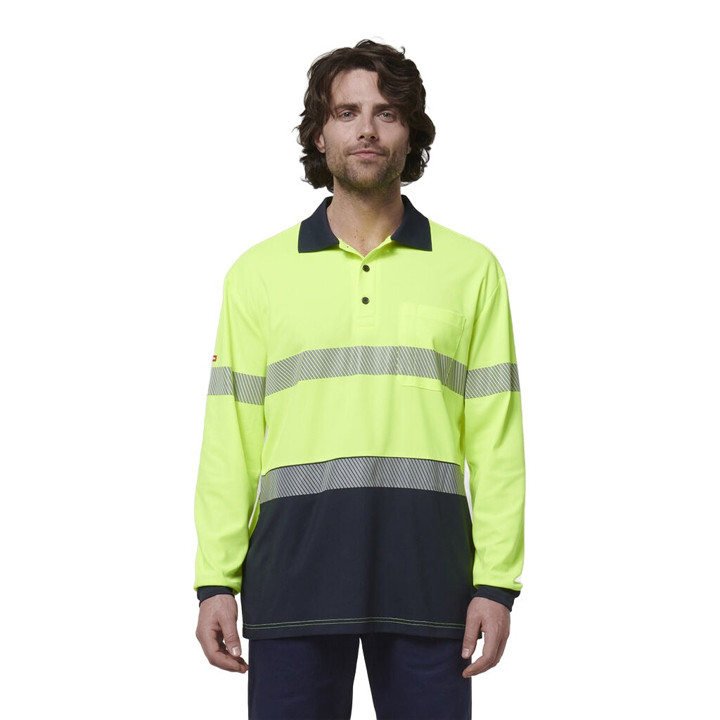 Hard Yakka Men's Long Sleeve Hi Vis Taped Polo (Y19619)