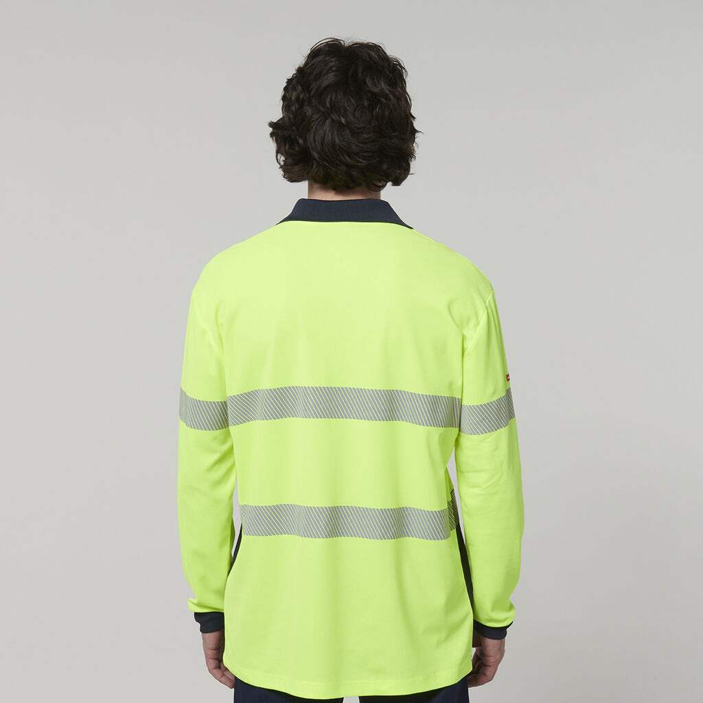 Hard Yakka Men's Long Sleeve Hi Vis Taped Polo (Y19619)