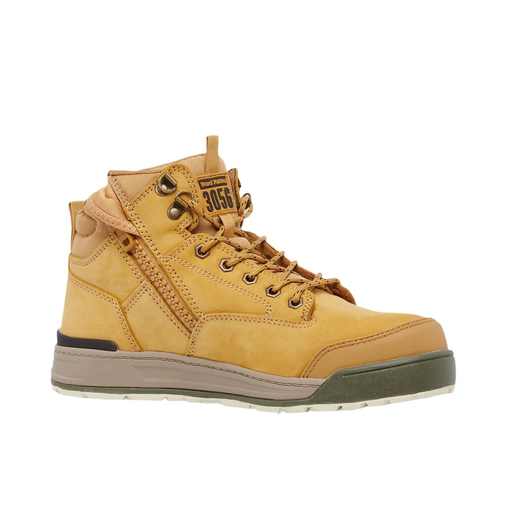 Hard Yakka 3056 Lace Up & Side Zip Steel Toe Safety Boot - Wheat (Y60200)