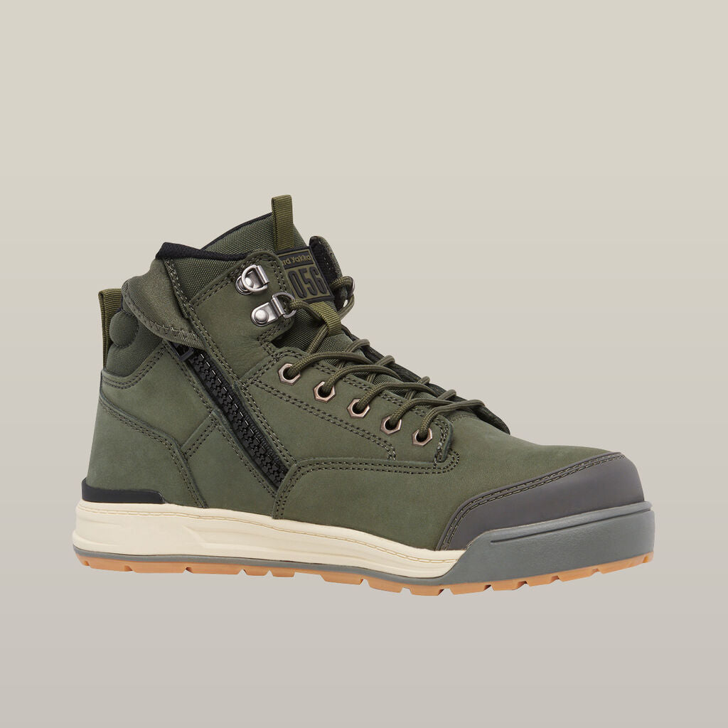 Hard Yakka 3056 Lace Up & Side Zip Steel Toe Safety Boot - Olive (Y60203)