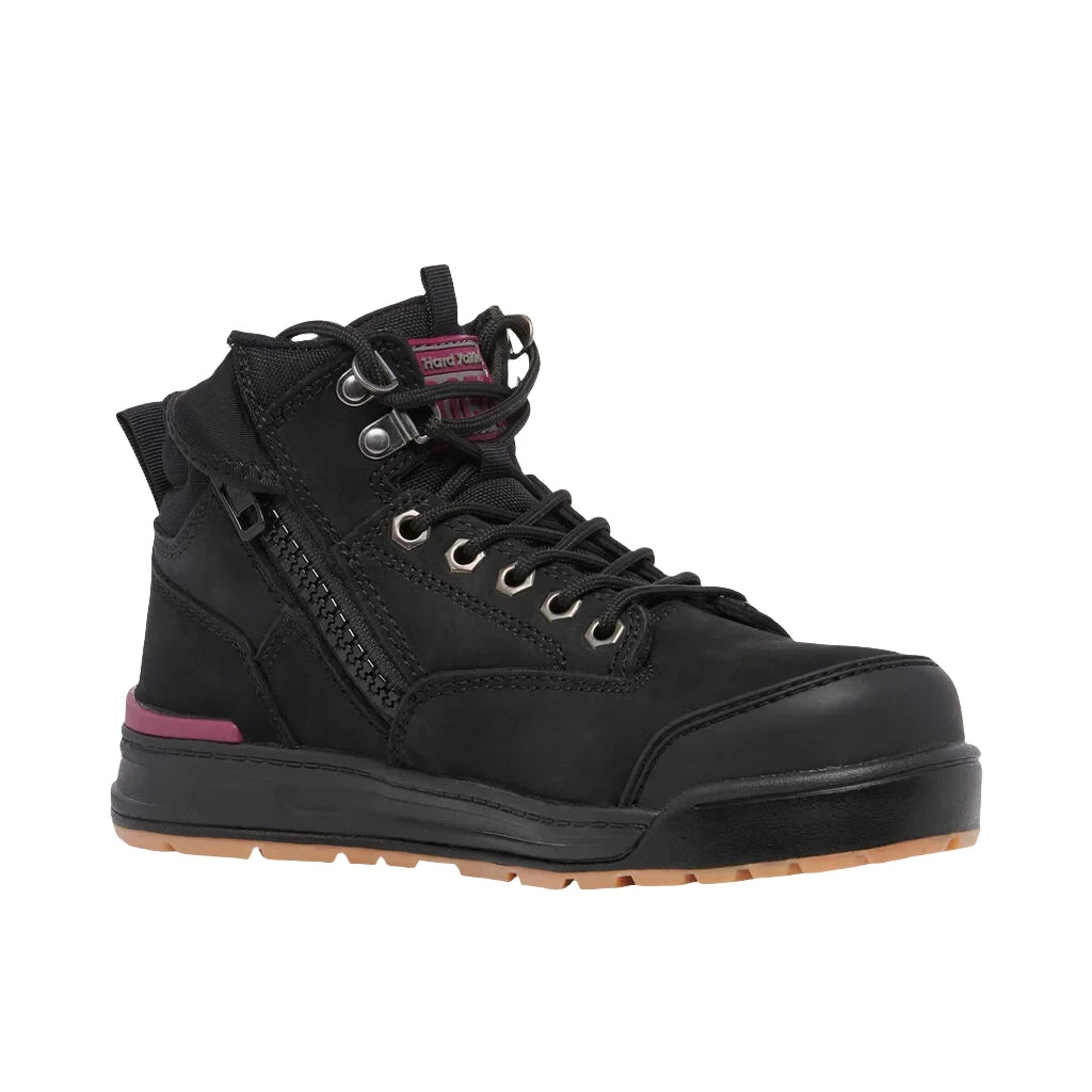 Hard Yakka Women's 3056 Lace Up & Side Zip Safety Boot - Black (Y60245)